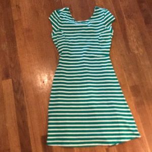 Kelly Green and White Striped Dress w/ Scoop Back